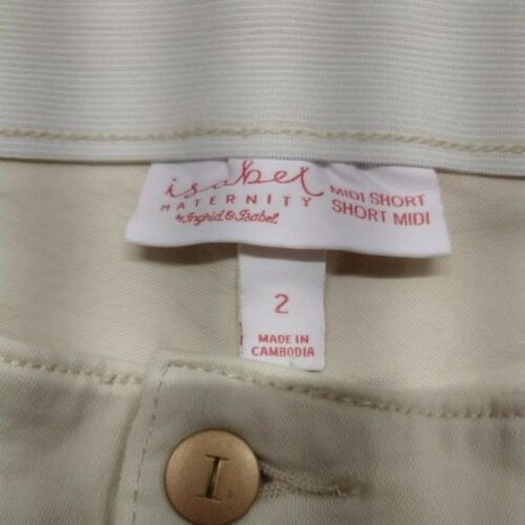 INGRID & ISABEL MATERNITY Size 2 Women's Jean Shorts Side Panel MIDI Beige - Picture 2 of 10